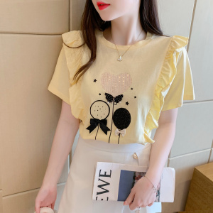RM2123#夏季新款韩版百搭设计感印花洋气短袖T恤上衣女