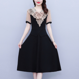RM19166#夏季蕾丝V领拼接时尚气质假两件连衣裙