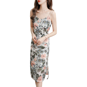 PS24333# 裙子夏季新款气质优雅高级感温柔风法式小碎花吊带连衣裙女 服装批女装直播货源