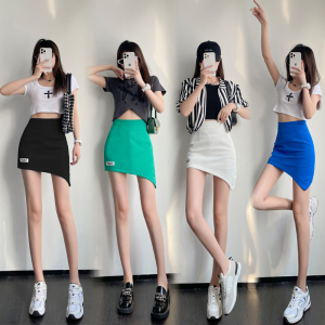PS18562# 夏季新款韩版不规则短裙高腰垂感西装休闲半身裙显瘦减龄 服装批发女装直播货源