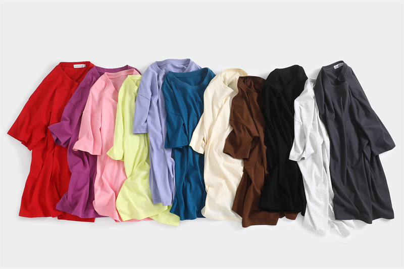Versatile clean version solid color short sleeve cotton T-shirt top women's T-shirt in stock