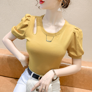 PS25609# 新款韩版心机泡泡袖T恤女夏季时尚个性上衣 服装批发女装直播货源