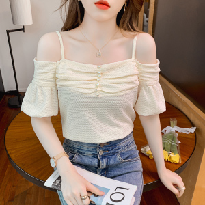 PS25612# 新款韩版夏季露肩吊带女时尚百搭显瘦个性上衣 服装批发女装直播货源