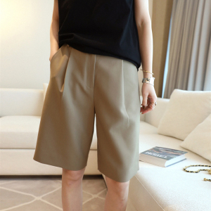TR36651# 西装阔腿短裤女夏季设计感中裤宽松洋气显瘦五分直筒裤子