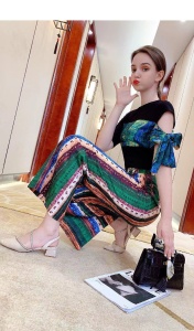 PS22153# 时尚名媛减龄套装女夏季新款蝴蝶结T恤阔腿裤两件套 服装批发女装直播货源