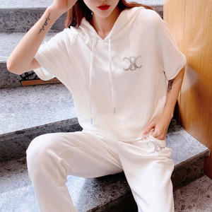 PS20083# 欧洲站休闲时尚短袖T恤白色运动裤套装女夏季薄款网红两件套 服装批发女装直播货源