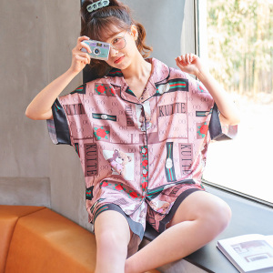 PS21301# 新款夏季冰雪丝甜美卡通睡衣韩版家居服套装 服装批发女装直播货源