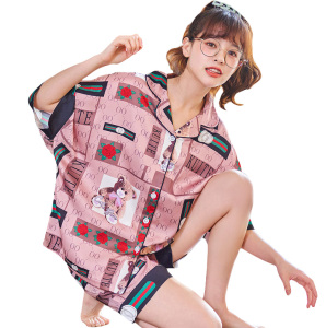PS21301# 新款夏季冰雪丝甜美卡通睡衣韩版家居服套装 服装批发女装直播货源