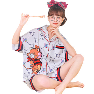 PS21305# 新款夏季冰雪丝甜美卡通睡衣韩版家居服套装 服装批发女装直播货源