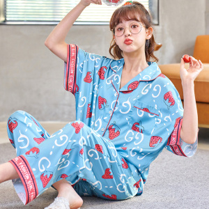 PS21306# 新款夏季冰雪丝甜美卡通睡衣韩版家居服套装 服装批发女装直播货源