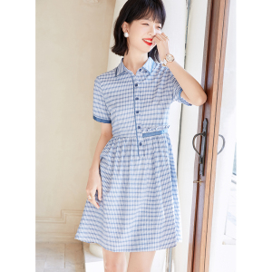 RM822#Polo夏季连衣裙法式衬衫裙子女夏气质小个子女装2022新款夏装