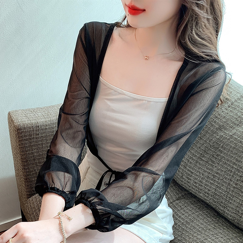 已出貨小披肩外套女2026春夏新款小坎肩百搭雪紡防曬超薄短款開衫