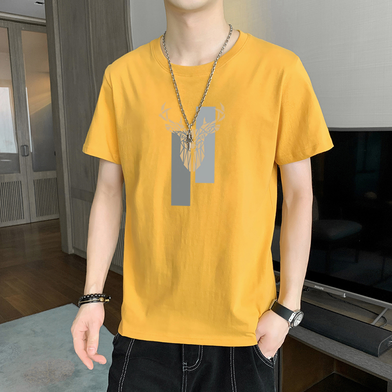 實拍短袖男夏季新款圓領男裝休閑純棉半袖印花t恤男
