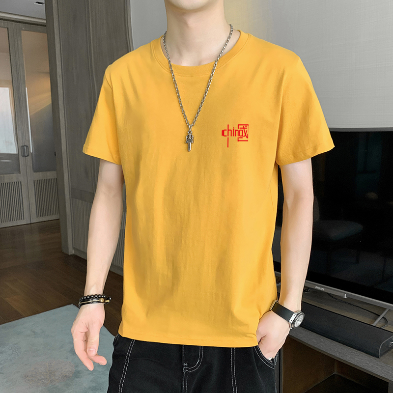 實拍夏季白色純棉中國潮t恤男士短袖體恤男裝半袖打底衫
