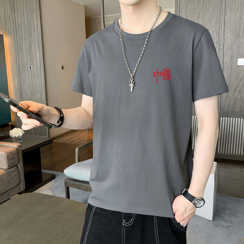 實拍夏季白色純棉中國潮t恤男士短袖體恤男裝半袖打底衫