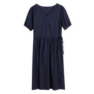 RM3491#棉麻连衣裙女夏 新款女装时尚气质夏天显瘦亚麻裙子薄