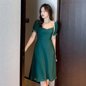RM14945#夏季新款法式复古收腰显瘦气质名媛连衣裙轻奢小众高端裙子女