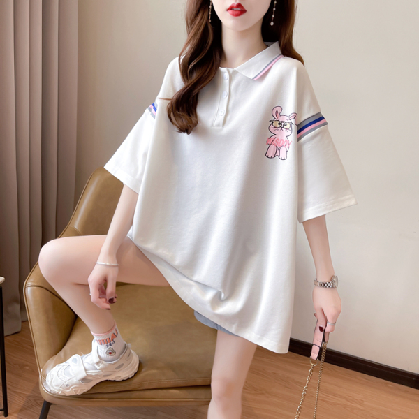 RM15900#夏季韩版宽松珠地布POLO衫短袖t恤女