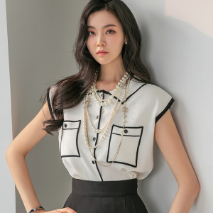 PS25670# 韩国夏chic时尚优雅配色无袖针织衫薄款冰丝开衫小外套 服装批发女装直播货源