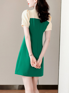 PS24309# 连衣裙女夏新款女甜美修身拼接绿色小个子气质设计高级感小众 服装批女装直播货源