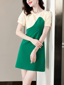 RM5892#连衣裙女夏2023新款女甜美修身拼接绿色小个子气质设计高级感小众