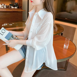 RM2127#夏季新款小众设计感薄款高级感防晒衫上衣衬衫女