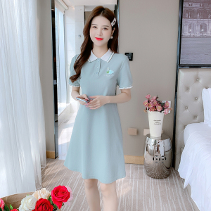 TR18442# 夏季韩版新款显瘦气质减龄POLO领短袖连衣裙女装 服装批发女装服饰货源