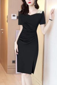 PS24311# 连衣裙新款女夏女士修身气质洋气OL包臀裙一步裙黑色裙子夏季 服装批女装直播货源