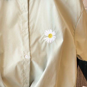 PS24256# 夏季新款宽松版设计感小众雏菊衬衣短袖衬衫女 服装批发女装直播货源