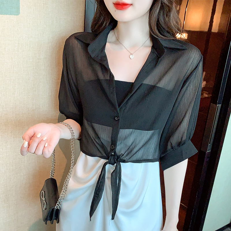 已出貨小披肩外套女2026春夏新款百搭雪紡防曬衣超薄短款外搭開衫