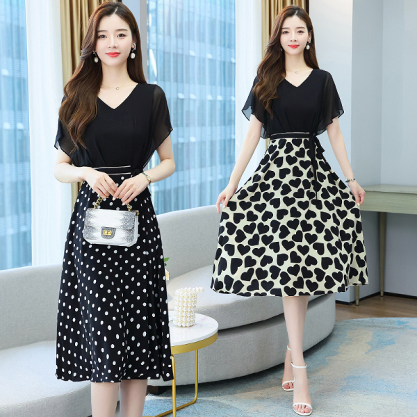RM3504#新款夏装假两件连衣裙雪纺时尚高端夏季女装气质流行款裙子