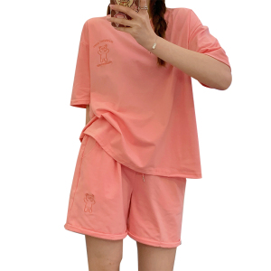 PS24160# 艾尚夏短袖短裤针织棉卡通睡衣女套装 服装批发女装直播货源