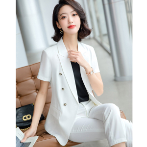 PS24381# 白色短袖西装外套女夏薄款新款韩版女神范时尚气质西服套装夏 服装批女装直播货源