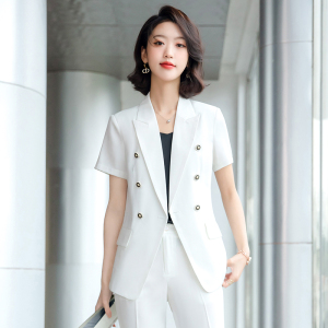 PS24381# 白色短袖西装外套女夏薄款新款韩版女神范时尚气质西服套装夏 服装批女装直播货源