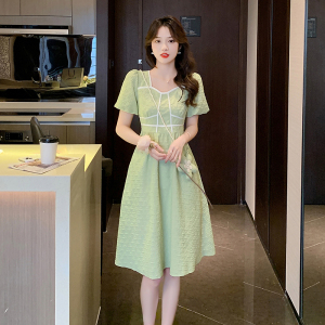 RM5606#夏季新款潮韩系甜美公主风肌理感茶歇长裙送包包
