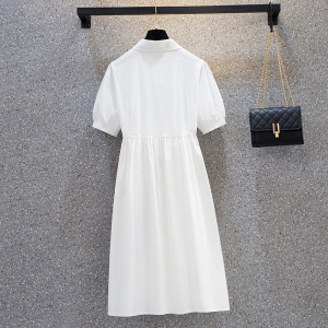 PS36385# 大码女装新款设计感女小众裙子赫本风白色娃娃裙衬衫连衣裙女夏 服装批发女装直播货源
