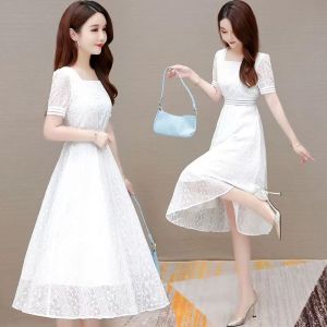 RY1460#春夏季女装白色气质洋气连衣裙高级感品牌高端裙子2021