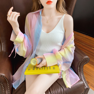 PS25620# 新款韩版夏季扎染防晒衣女个性百搭纯色吊带两件套上衣 服装批发女装直播货源