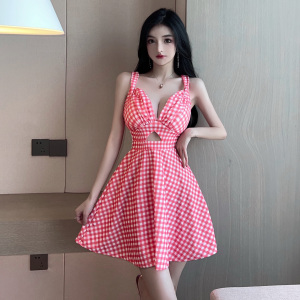 Sexy hollow out lattice suspender dress