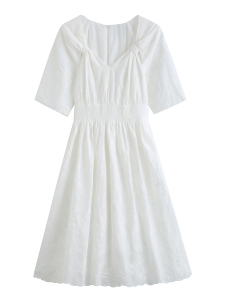 PS27002# 艺术风格奶甜裙子奶呼呼泡泡法式白色赫本连衣裙 服装批发女装直播货源