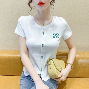 PS26550# 短袖T恤女新款夏季设计感小众不规则法式别致短款上衣ins潮 服装批发女装直播货源