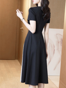 KM15810#夏季长裙设计感小众气质2022新款小黑裙赫本风高级感黑色连衣裙女