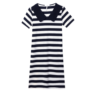 RM17073#法式条纹连衣裙2022年夏季新款中长款收腰显瘦T恤裙子