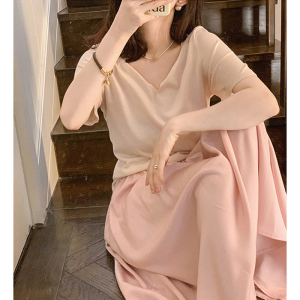PS40299# 夏装女气质仙女粉色连衣裙子高级感小香风法式风情半身裙套装 服装批发女装直播货源