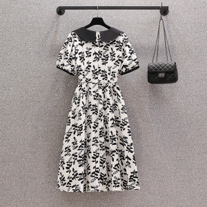 RM2412#大码女装2023夏季新款法式气质减龄碎花裙胖mm显瘦遮肚连衣裙