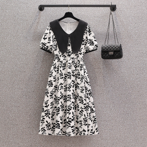 RM2412#大码女装2023夏季新款法式气质减龄碎花裙胖mm显瘦遮肚连衣裙