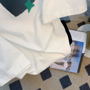 CX8585# 最便宜服饰批发 棉白色爱心短袖t恤女夏宽松设计感小众上衣
