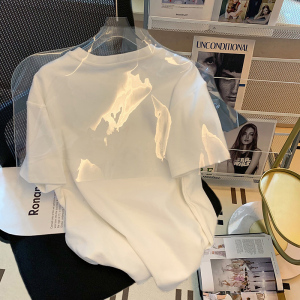 CX8586# 最便宜服饰批发 棉新款夏上衣宽松卡通白色短袖t恤女