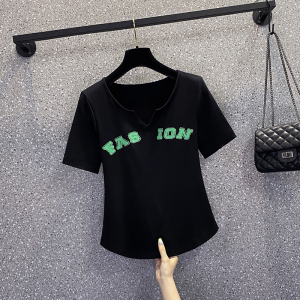 RM3054#夏季新款大码女装韩版休闲减龄百搭胖妹妹印花短袖上衣