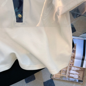 PS29870# 纯棉学院风撞色polo领短袖t恤女夏新款 服装批发女装直播货源